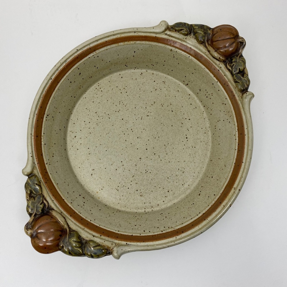 Vtg Bob Andersen Sunflower Pottery Pumpkin Harvest Ceramic Pie Dish Art 1990